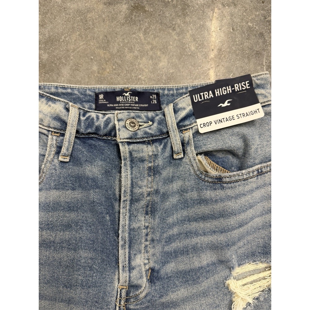 Hollister Women's Ultra High Rise Vintage Straight Crop Jeans Sz 9R‎ 29x26 NWT - Picture 2 of 10